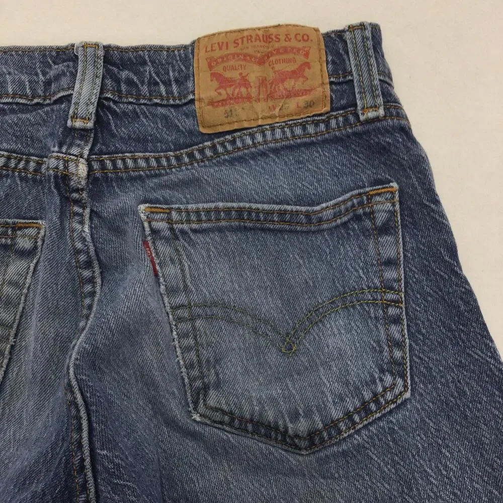 Levis 511 Jeans Mens 29x30 Blue Denim Slim Straight Leg Medium Wash Distressed